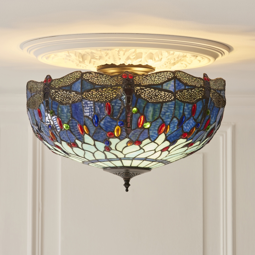 Endon 111899 - Plafoniera Tiffany DRAGONFLY 3xE27/10W/230V Ø 50 cm