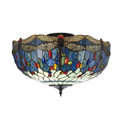 Endon 111899 - Plafoniera Tiffany DRAGONFLY 3xE27/10W/230V Ø 50 cm