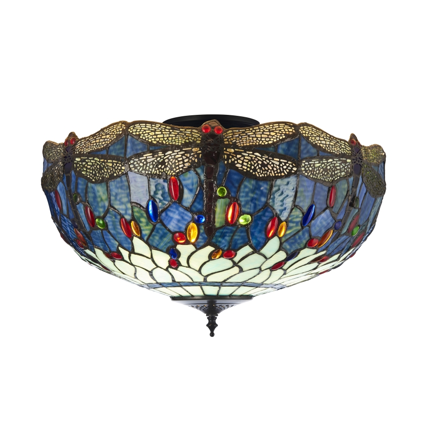Endon 111899 - Plafoniera Tiffany DRAGONFLY 3xE27/10W/230V Ø 50 cm