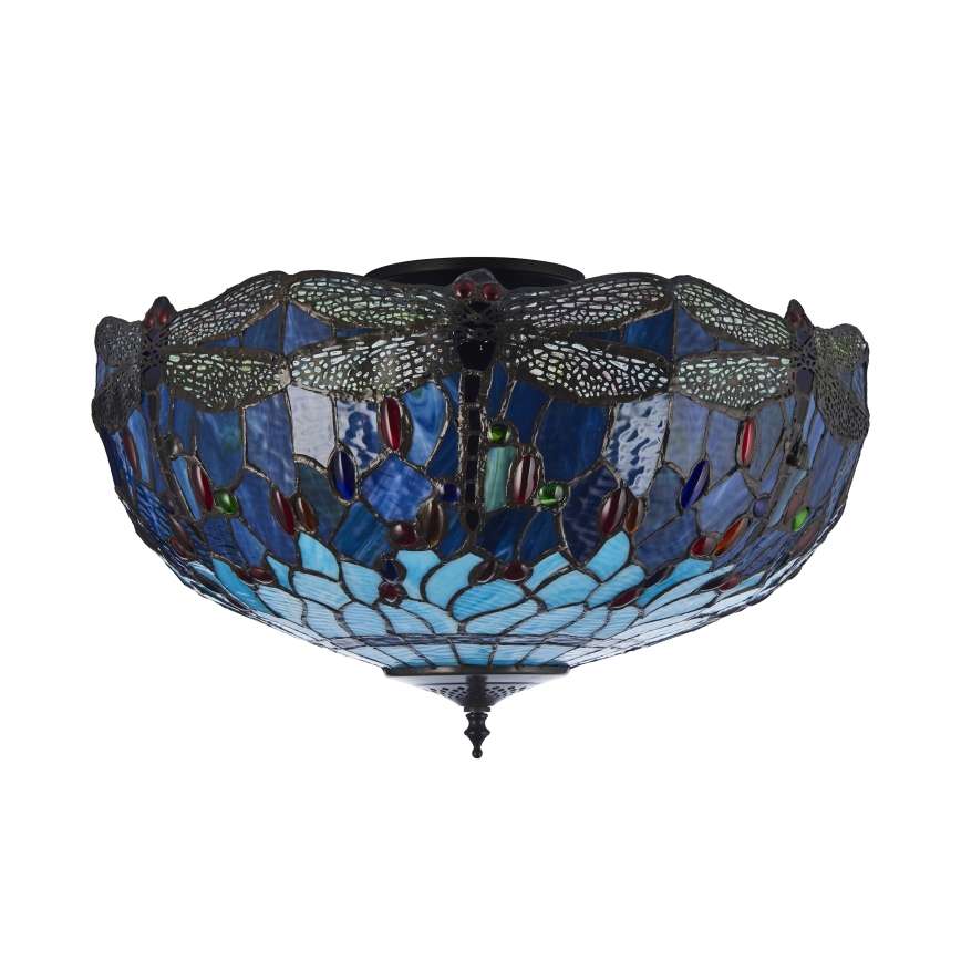 Endon 111899 - Plafoniera Tiffany DRAGONFLY 3xE27/10W/230V Ø 50 cm