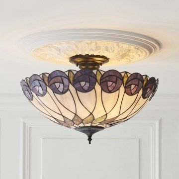 Endon 111906 - Plafoniera stile Tiffany HUTCHINSON, 3x E27, 10 W, 230 V, Ø 50 cm