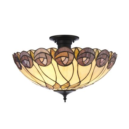 Endon 111906 - Plafoniera stile Tiffany HUTCHINSON, 3x E27, 10 W, 230 V, Ø 50 cm
