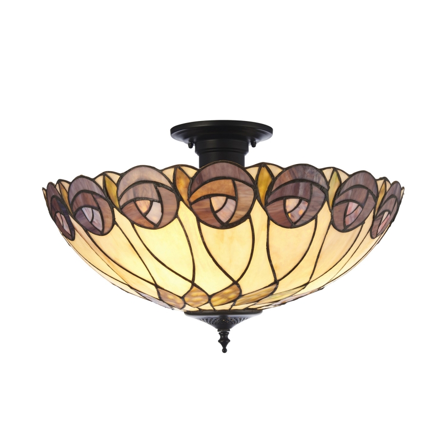 Endon 111906 - Plafoniera stile Tiffany HUTCHINSON, 3x E27, 10 W, 230 V, Ø 50 cm