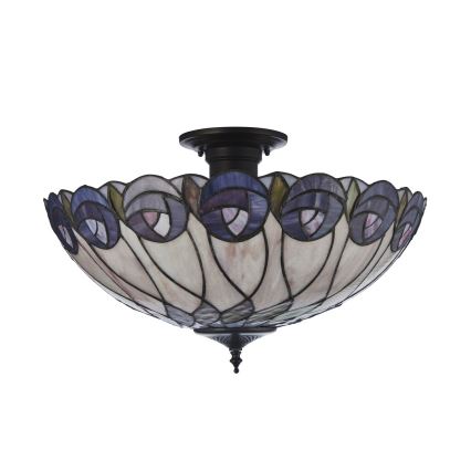 Endon 111906 - Plafoniera stile Tiffany HUTCHINSON, 3x E27, 10 W, 230 V, Ø 50 cm