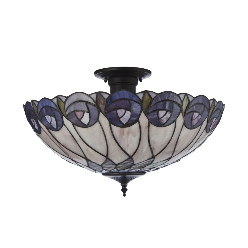 Endon 111906 - Plafoniera stile Tiffany HUTCHINSON, 3x E27, 10 W, 230 V, Ø 50 cm