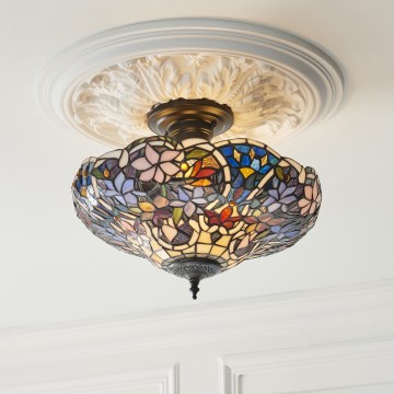 Endon 111915 - Plafoniera in stile Tiffany SULLIVAN 3xE27/10W/230V Ø 40 cm
