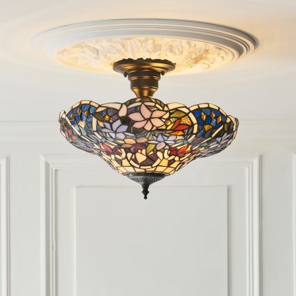 Endon 111915 - Plafoniera in stile Tiffany SULLIVAN 3xE27/10W/230V Ø 40 cm