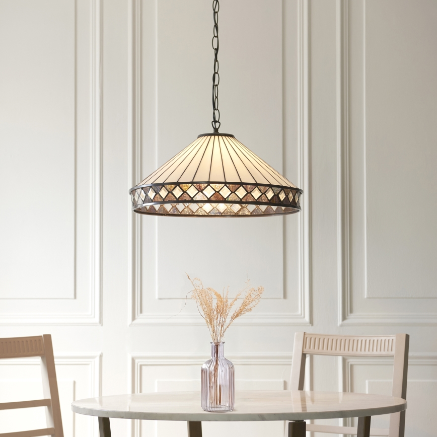 Endon 111961 - Lampadario a catena Tiffany FARGO 3xE27/10W/230V Ø 50 cm