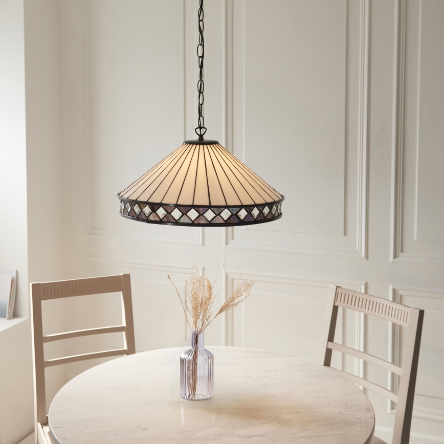 Endon 111961 - Lampadario a catena Tiffany FARGO 3xE27/10W/230V Ø 50 cm