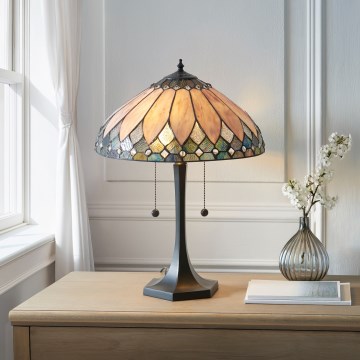 Endon 112183 - Lampada da tavolo Tiffany BROOKLYN 2xE14/10W/230V Ø 40 cm