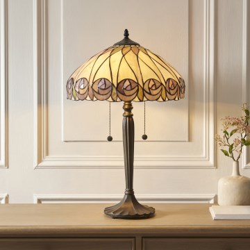 Endon 112184 - Lampada da tavolo Tiffany HUTCHINSON 2xE27/10W/230V Ø 40 cm