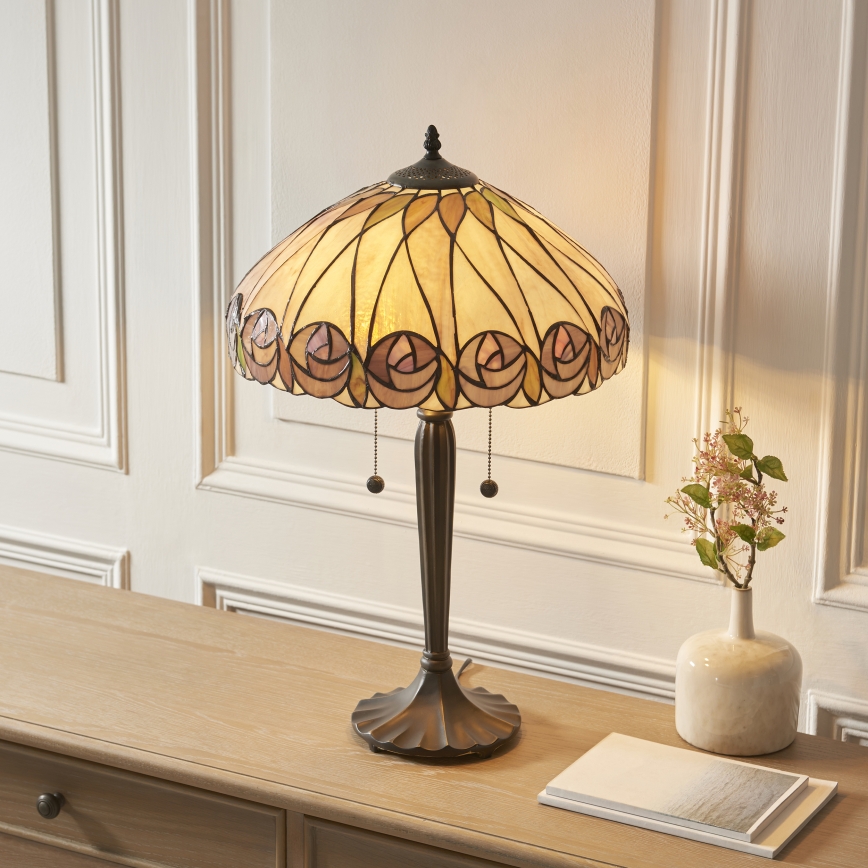 Endon 112184 - Lampada da tavolo Tiffany HUTCHINSON 2xE27/10W/230V Ø 40 cm