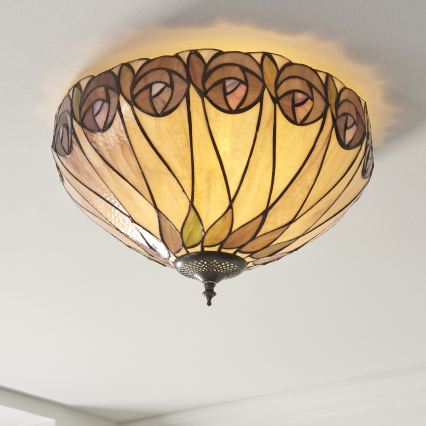 Endon 112188 - Plafoniera Tiffany HUTCHINSON 2xE27/60W/230V Ø 40 cm