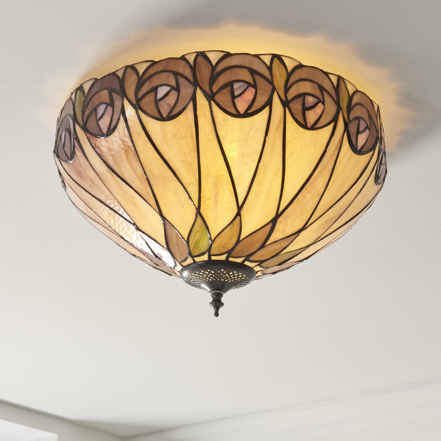 Endon 112188 - Plafoniera Tiffany HUTCHINSON 2xE27/60W/230V Ø 40 cm