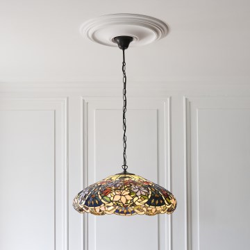 Endon 112193 - Lampadario a catena Tiffany SULLIVAN, 3xE27/60W/230V, Ø 57 cm