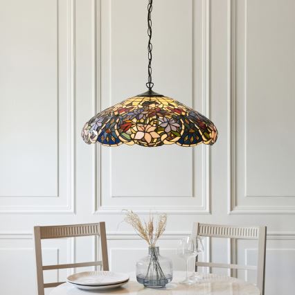 Endon 112193 - Lampadario a catena Tiffany SULLIVAN, 3xE27/60W/230V, Ø 57 cm