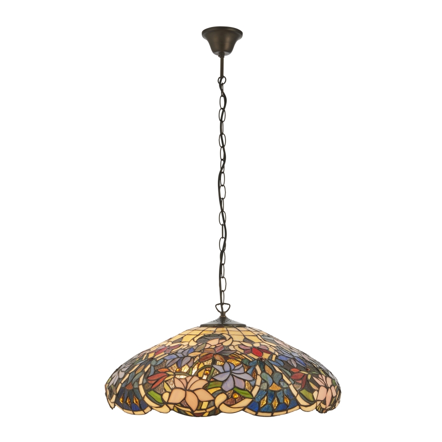 Endon 112193 - Lampadario a catena Tiffany SULLIVAN, 3xE27/60W/230V, Ø 57 cm