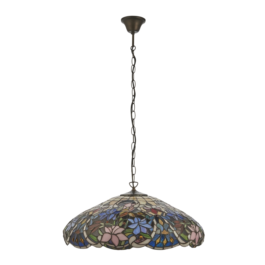 Endon 112193 - Lampadario a catena Tiffany SULLIVAN, 3xE27/60W/230V, Ø 57 cm