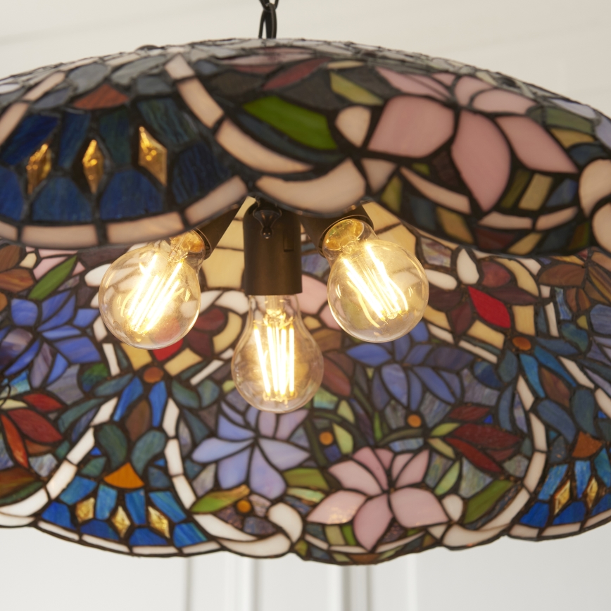 Endon 112193 - Lampadario a catena Tiffany SULLIVAN, 3xE27/60W/230V, Ø 57 cm
