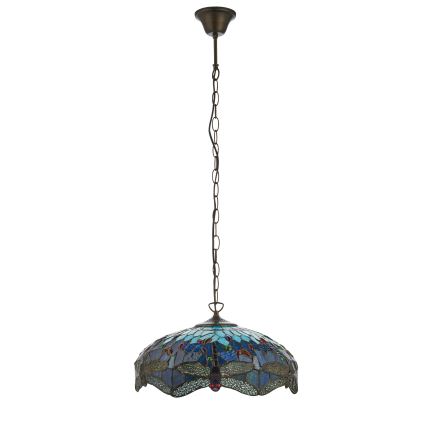 Endon 112195 - Lampadario a sospensione con catena Tiffany DRAGONFLY 1xE27/60W/230V Ø 41 cm