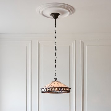 Endon 112196 - Lampadario con catena stile Tiffany FARGO 1xE27/60W/230V, diametro 41,5 cm