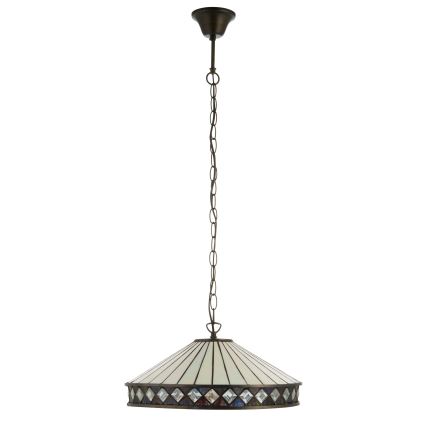 Endon 112196 - Lampadario con catena stile Tiffany FARGO 1xE27/60W/230V, diametro 41,5 cm