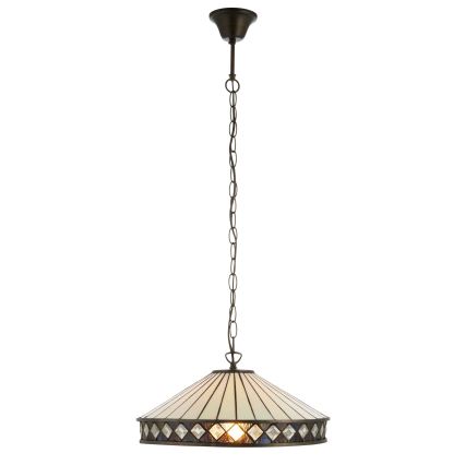 Endon 112196 - Lampadario con catena stile Tiffany FARGO 1xE27/60W/230V, diametro 41,5 cm