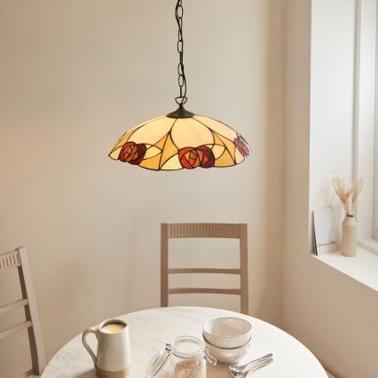Endon 112197 - Lampadario Tiffany INGRAM a catena 1xE27/60W/230V Ø 45 cm