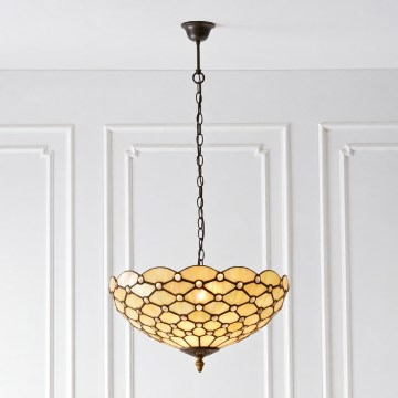 Endon 112226 - Lampadario a catena Tiffany PEARL 1xE27/10W/230V ø 45 cm