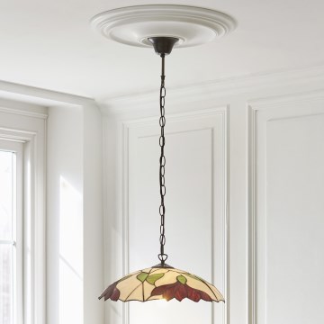 Endon 112246 - Lampadario a sospensione con catena Tiffany BOTANICA 1xE27/60W/230V diam. 45 cm