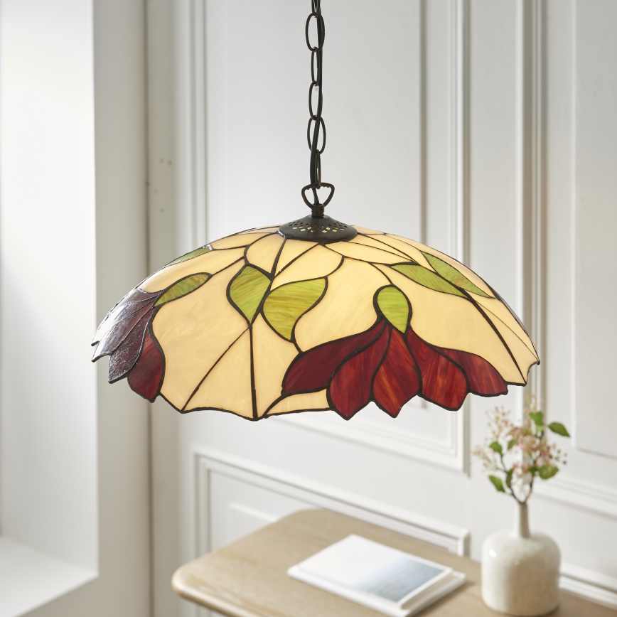 Endon 112246 - Lampadario a sospensione con catena Tiffany BOTANICA 1xE27/60W/230V diam. 45 cm