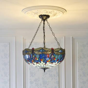 Endon 112250 - Lampadario a catena Tiffany DRAGONFLY 3xE27/60W/230V Ø 50 cm
