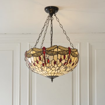 Endon 112251 - Lampadario a catena Tiffany DRAGONFLY 3xE27/60W/230V Ø 50 cm