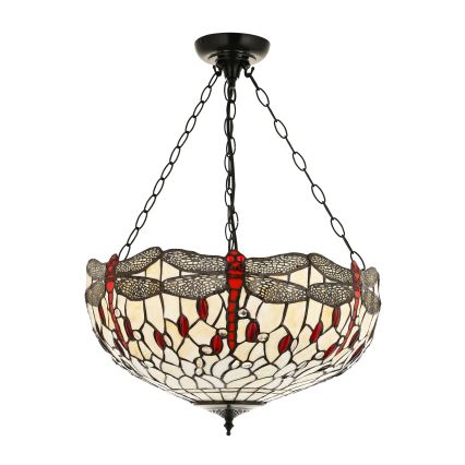 Endon 112251 - Lampadario a catena Tiffany DRAGONFLY 3xE27/60W/230V Ø 50 cm