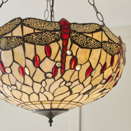 Endon 112251 - Lampadario a catena Tiffany DRAGONFLY 3xE27/60W/230V Ø 50 cm