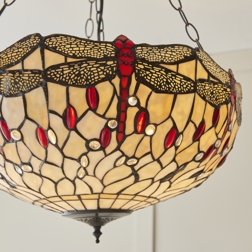 Endon 112251 - Lampadario a catena Tiffany DRAGONFLY 3xE27/60W/230V Ø 50 cm