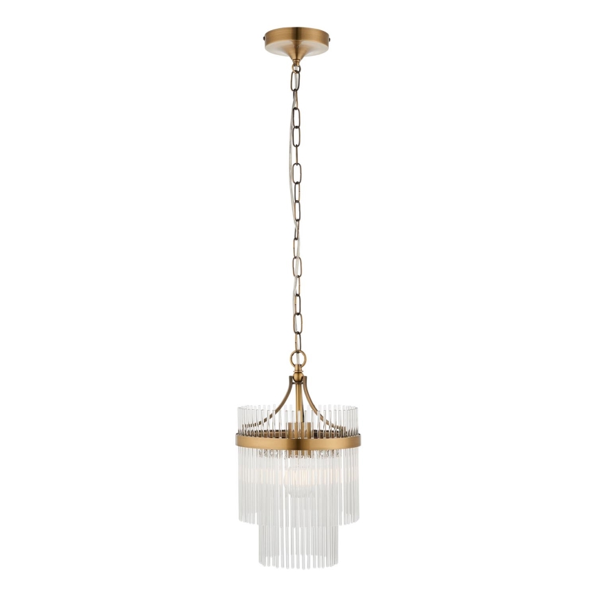 Endon 112572 - Lampadario a catena MARIETTA 1xE27/10W/230V ottone/trasparente