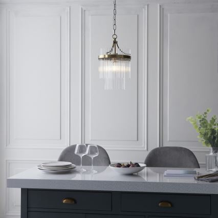 Endon 112572 - Lampadario a catena MARIETTA 1xE27/10W/230V ottone/trasparente