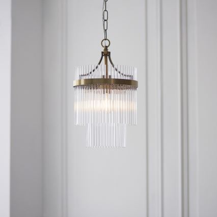Endon 112572 - Lampadario a catena MARIETTA 1xE27/10W/230V ottone/trasparente