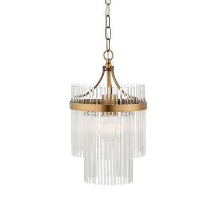 Endon 112572 - Lampadario a catena MARIETTA 1xE27/10W/230V ottone/trasparente