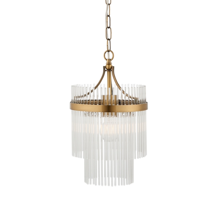 Endon 112572 - Lampadario a catena MARIETTA 1xE27/10W/230V ottone/trasparente
