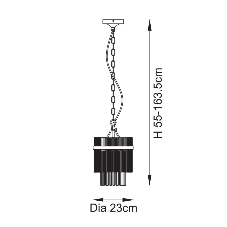 Endon 112572 - Lampadario a catena MARIETTA 1xE27/10W/230V ottone/trasparente