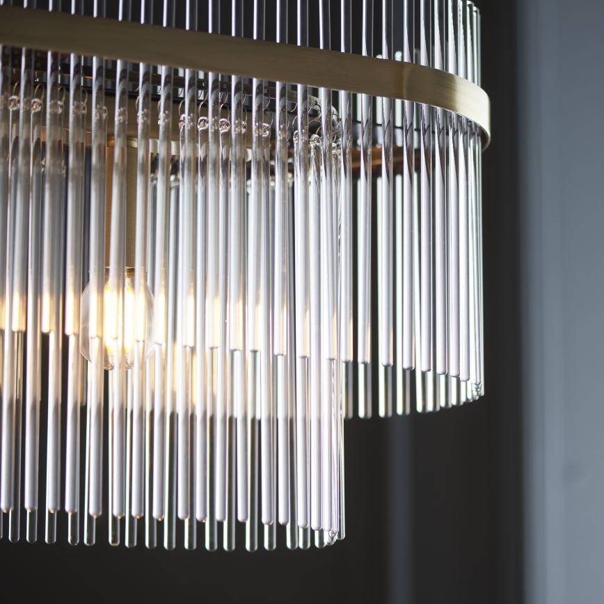 Endon 112573 - Lampadario a sospensione con catena MARIETTA 4xE14/6W/230V ottone/limpido