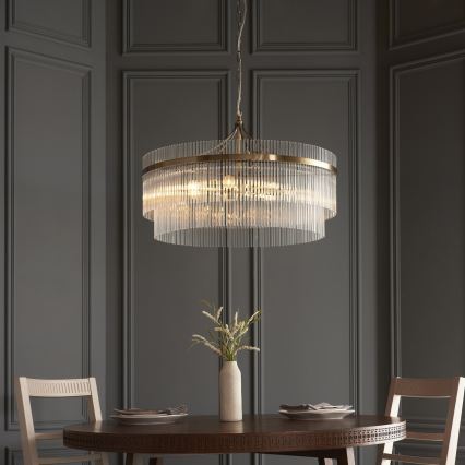 Endon 112574 - Lampadario a catena MARIETTA GRAND 7xE14/7W/230V ottone/trasparente