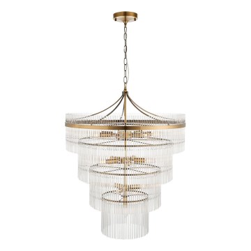 Endon 112576 - Lampadario a sospensione con catena MARIETTA 16xE14/6W/230V ottone/limpido