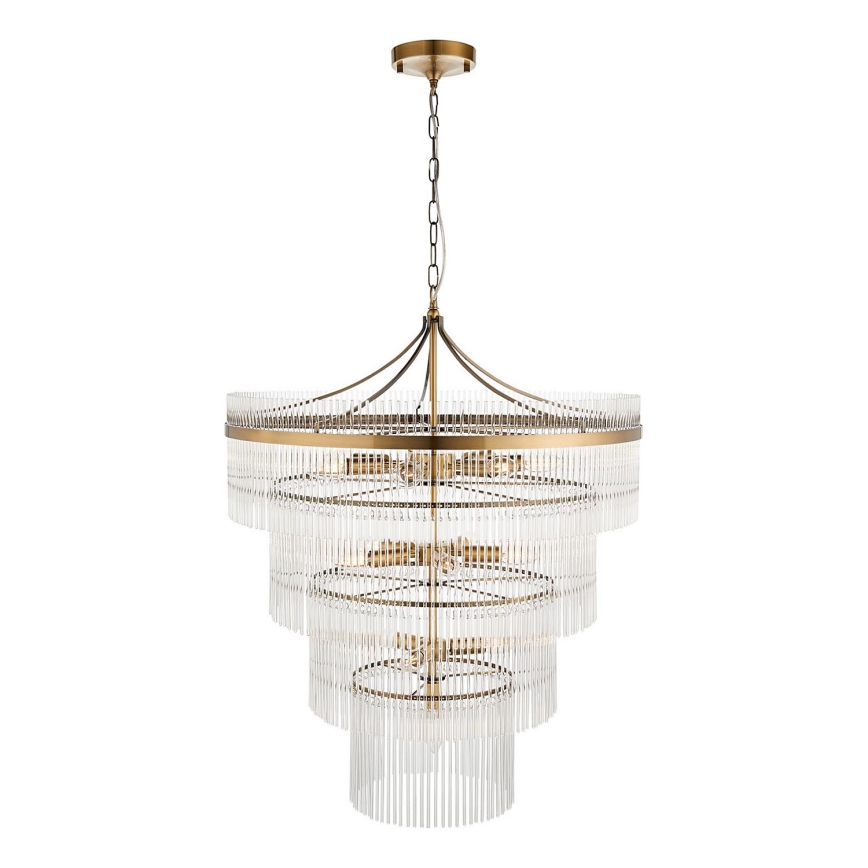 Endon 112576 - Lampadario a sospensione con catena MARIETTA 16xE14/6W/230V ottone/limpido