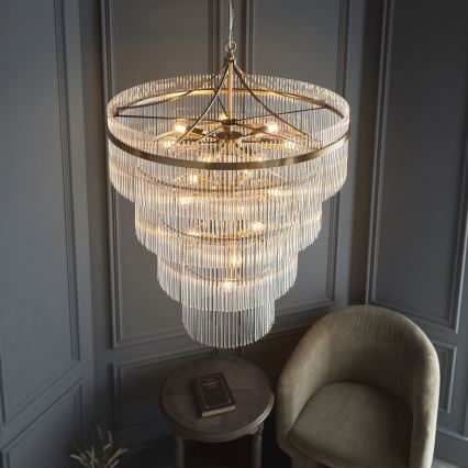 Endon 112576 - Lampadario a sospensione con catena MARIETTA 16xE14/6W/230V ottone/limpido
