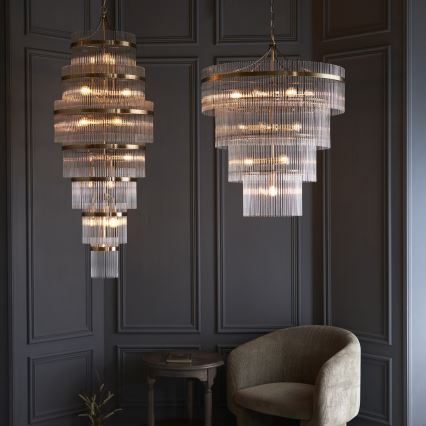 Endon 112576 - Lampadario a sospensione con catena MARIETTA 16xE14/6W/230V ottone/limpido