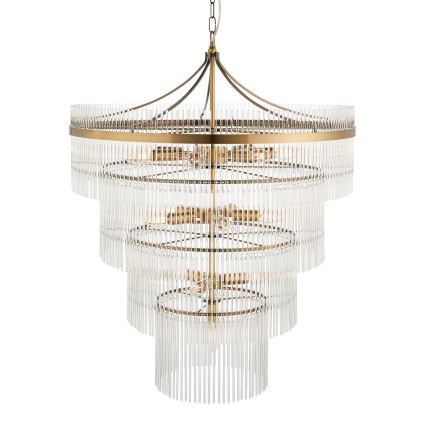 Endon 112576 - Lampadario a sospensione con catena MARIETTA 16xE14/6W/230V ottone/limpido