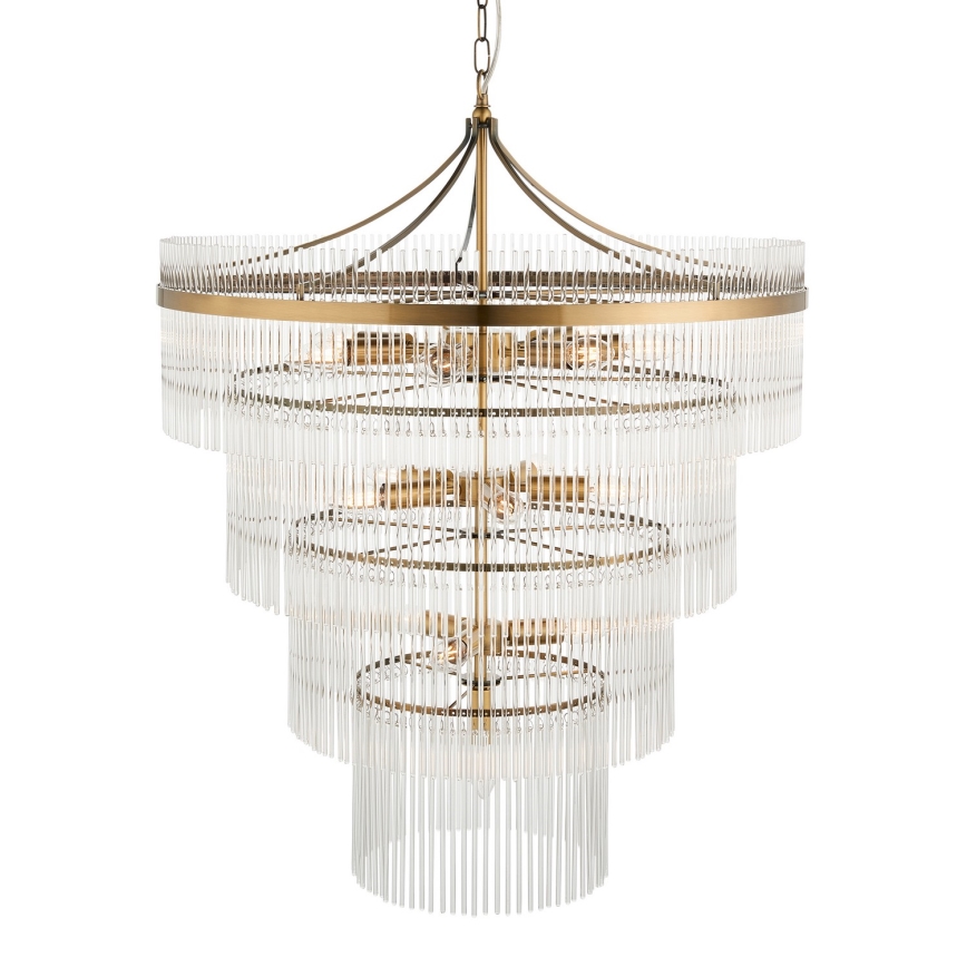 Endon 112576 - Lampadario a sospensione con catena MARIETTA 16xE14/6W/230V ottone/limpido
